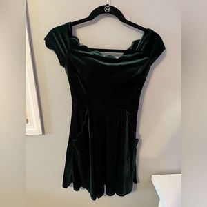 green velvet strapless dress